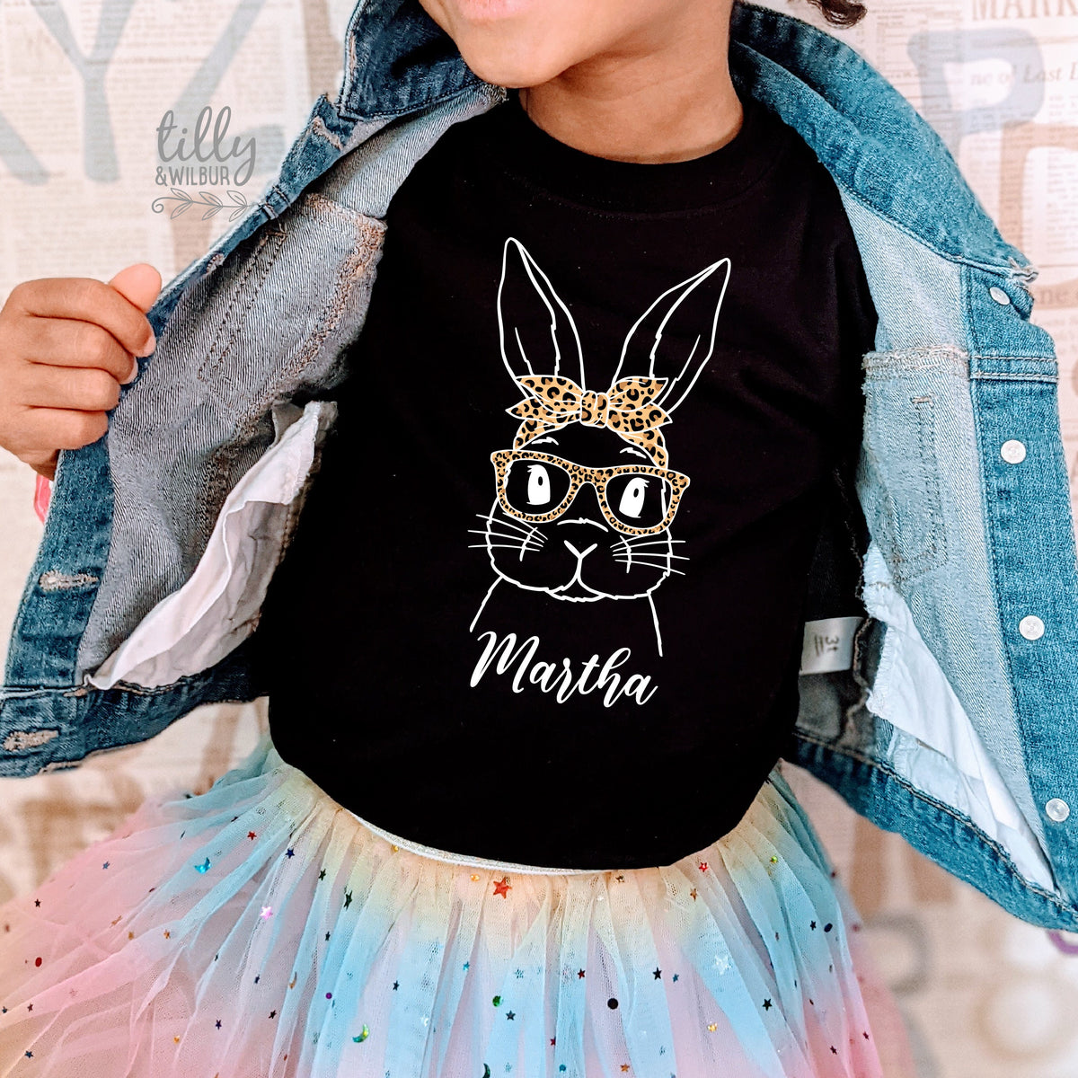 Easter T-Shirt For Girls, Leopard Print Bunny Rabbit Print, Easter Bunny Shirt, Easter Egg Hunt, Easter Gift, Girl's Easter T-Shirt Gift