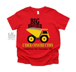 Big Brother T-Shirt, Big Brother Under Construction T-Shirt, Promoted To Big Brother, I'm Going To Be A Big Brother, Pregnancy Announcement