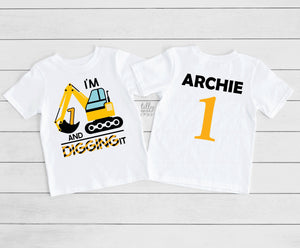 1st Birthday T-Shirt, I'm 1 And Digging It, 1st Birthday Construction Theme, 1st Birthday Construction Shirt, 1st Birthday Gift, Building