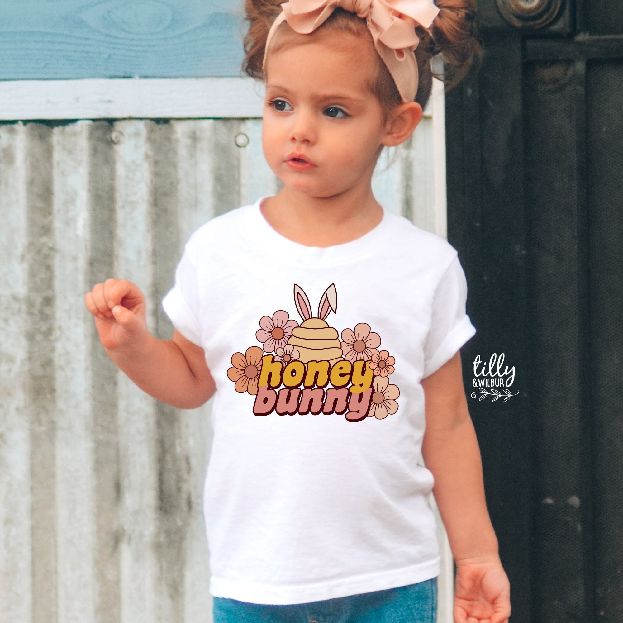 Easter T-Shirt For Girls, Honey Bunny Girls Easter T-Shirt, Easter Bunny T-Shirt, Egg Hunt, Easter Gift For Girls, Girls Easter Gift,