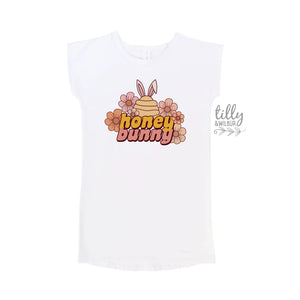 Easter T-Shirt Dress For Girls, Honey Bunny Girls Easter T-Shirt, Easter Bunny T-Shirt, Egg Hunt, Easter Gift For Girls, Girls Easter Gift,