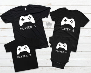 Player 1 Player 2 Player 3 Player 4, Matching Player T-Shirts, Matching Family T-Shirts, Father Son, Daddy Daughter, Matching Gamer TShirts