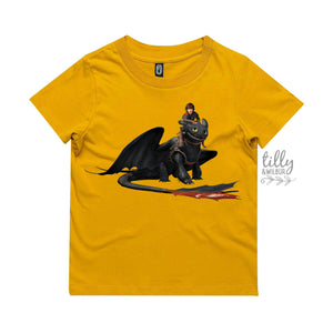 How To Train Your Dragon T-Shirt, Hiccup T-Shirt, Toothless T-Shirt, Night Fury T-Shirt, Boys Gift, Boys Birthday Party, Mustard Coloured