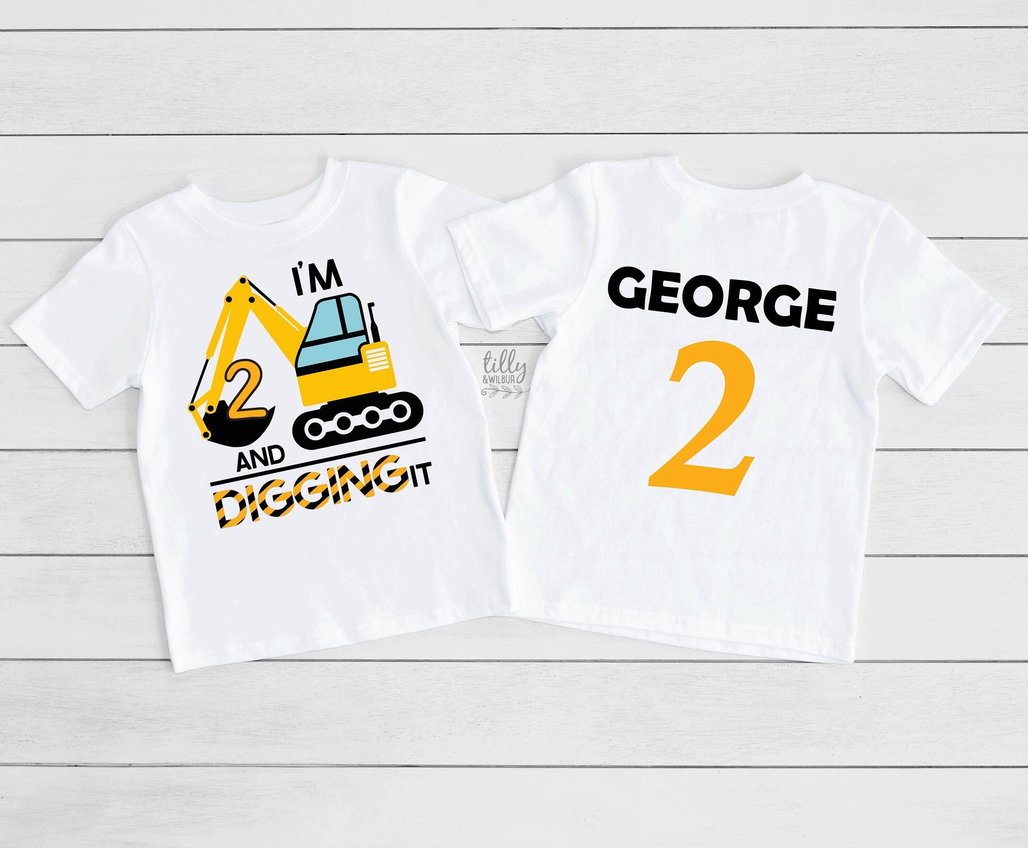2nd birthday construction shirt