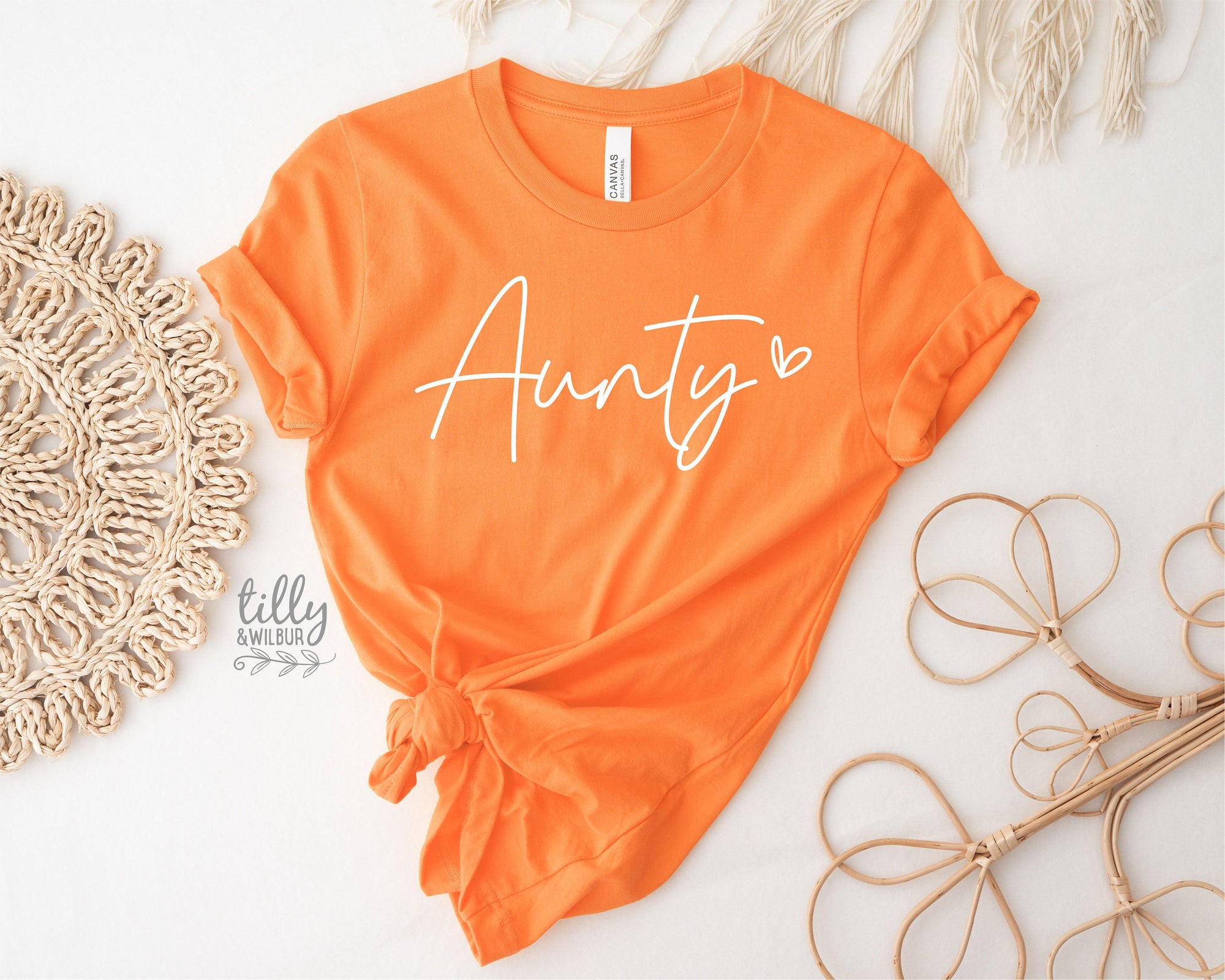 Aunty T-Shirt, Pregnancy Announcement T-Shirt, I'm Going To Be An Aunty, Baby Shower Gift, Aunty, Auntie, Sister Gift, Orange With White