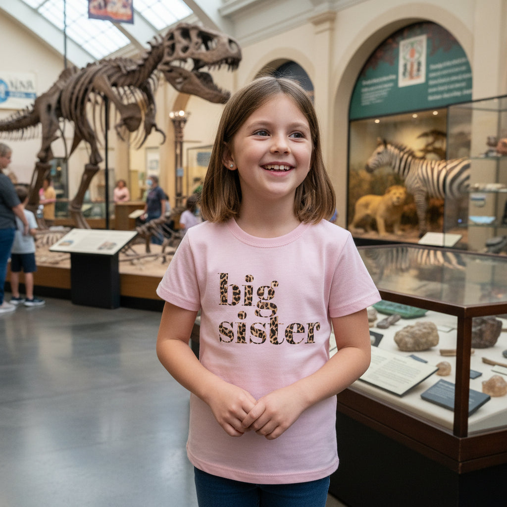 Big Sister T-Shirt, Promoted To Big Sister T-Shirt, Big Sister Gift, Leopard Print Tee, Pregnancy Announcement, I'm Going To Be A Big Sister