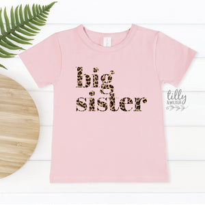 Big Sister T-Shirt, Promoted To Big Sister T-Shirt, Big Sister Gift, Leopard Print Tee, Pregnancy Announcement, I'm Going To Be A Big Sister