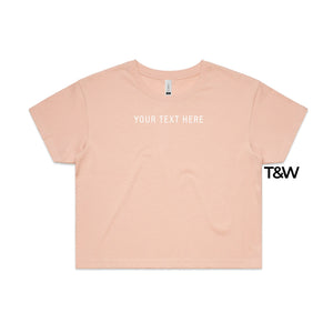 Women's Crop T-Shirt, Your Text Here Cropped T-Shirt, Design Your Own T-Shirt, Custom Text Here T-Shirt, Custom Womens Shirt, PINK crop top