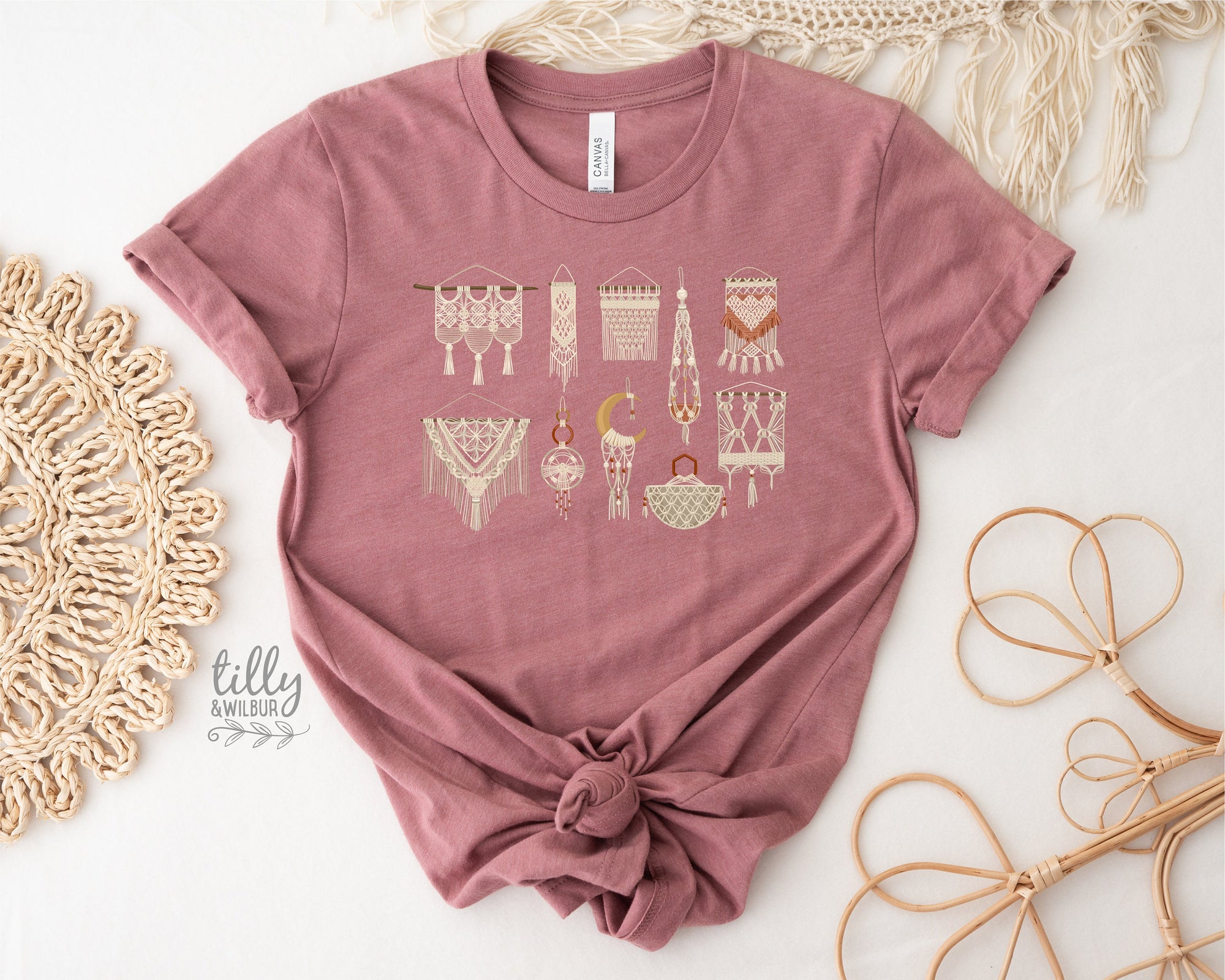 Macrame T-Shirt, Macrame Shirt, Macrame Graphic Shirt, Women's T-Shirt, Macrame Dreamcatcher, Macrame Wall Hanging, Macrame Gift