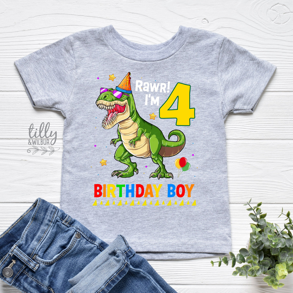 Dinosaur Birthday T-Shirt, Rawr I&#39;m 4, Happy Birthday Dinosaur T-Shirt, Boy&#39;s Dinosaur Birthday T-Shirt , 4th Birthday Dinosaur Theme, Gift