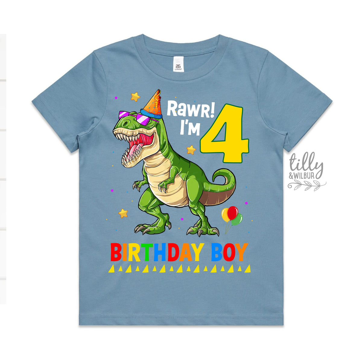 Dinosaur Birthday T-Shirt, Rawr I&#39;m 4, Happy Birthday Dinosaur T-Shirt, Boy&#39;s Dinosaur Birthday T-Shirt , 4th Birthday Dinosaur Theme, Gift
