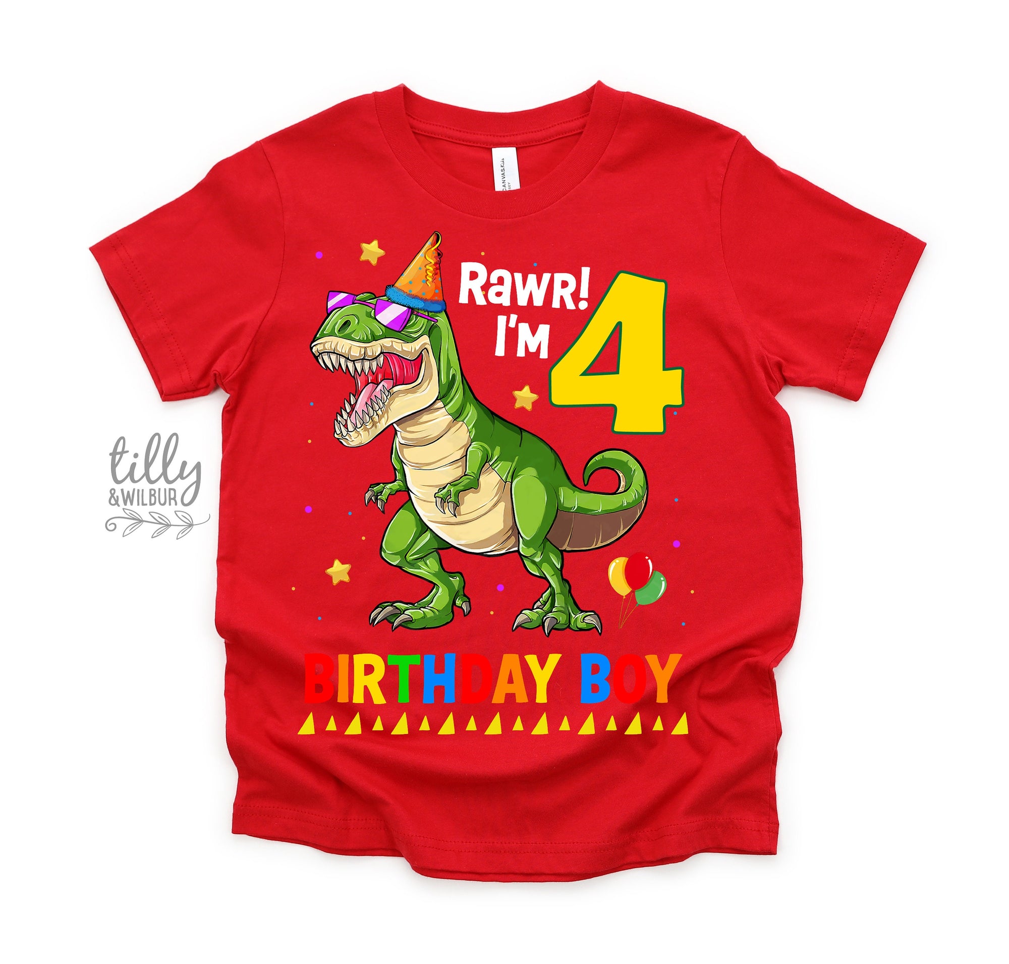 Dinosaur Birthday T-Shirt, Rawr I'm 4, Happy Birthday Dinosaur T-Shirt, Boy's Dinosaur Birthday T-Shirt , 4th Birthday Dinosaur Theme, Gift