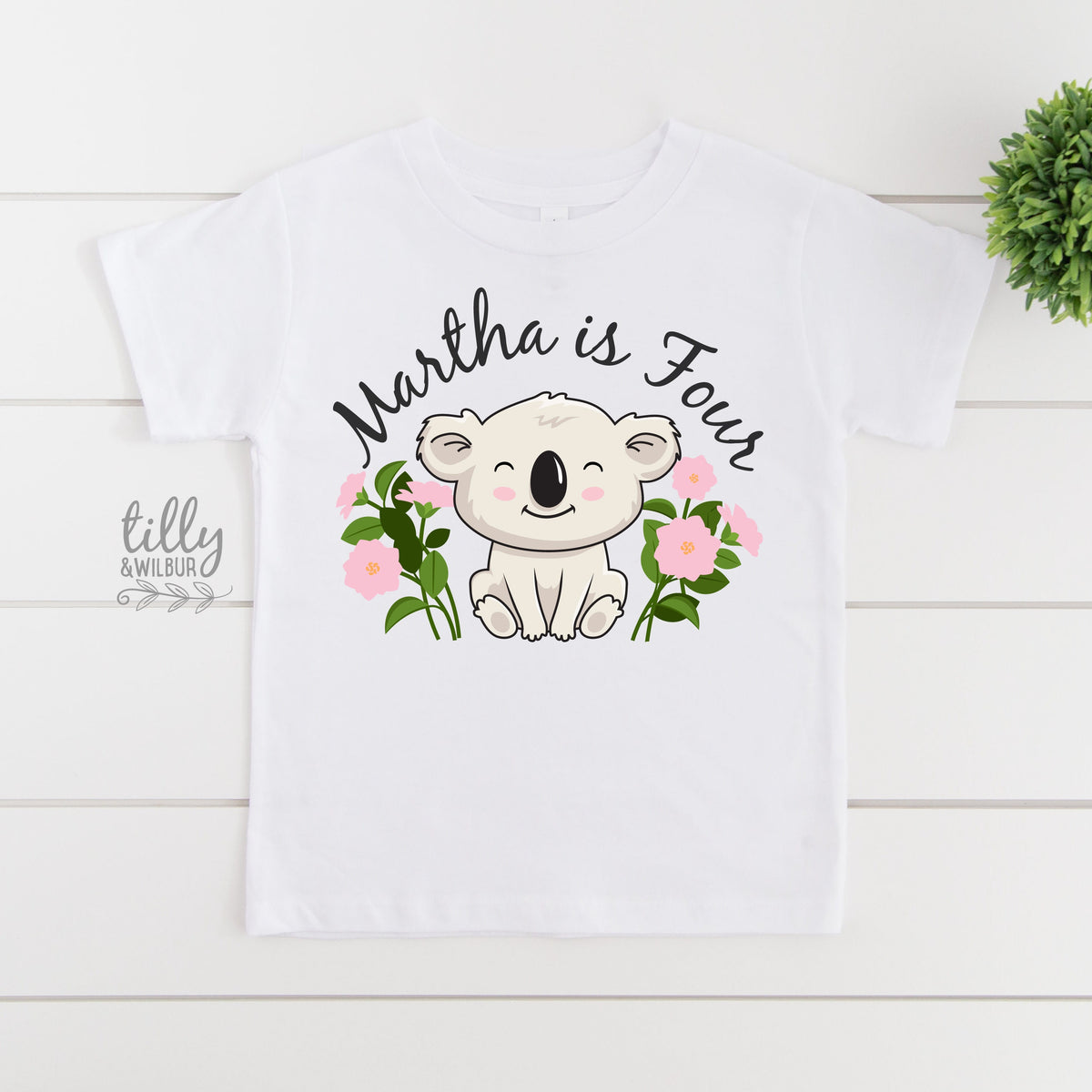 4th Birthday T-Shirt, Four Birthday T-Shirt, Koala Birthday T-Shirt, Personalised Girls Birthday, Girls Birthday Tee, Girls Birthday Party