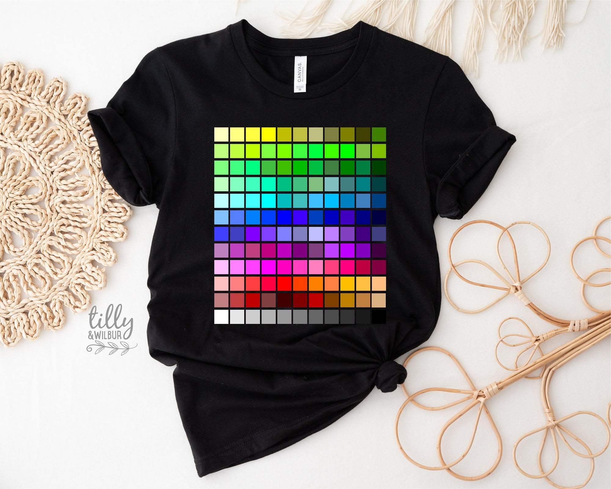 Colour Chart T-Shirt, Pantone T-Shirt, Pantone Colour Chart Print, Designer T-Shirt, Rainbow Pantone Style T-Shirt, Graphic Artist T-Shirt