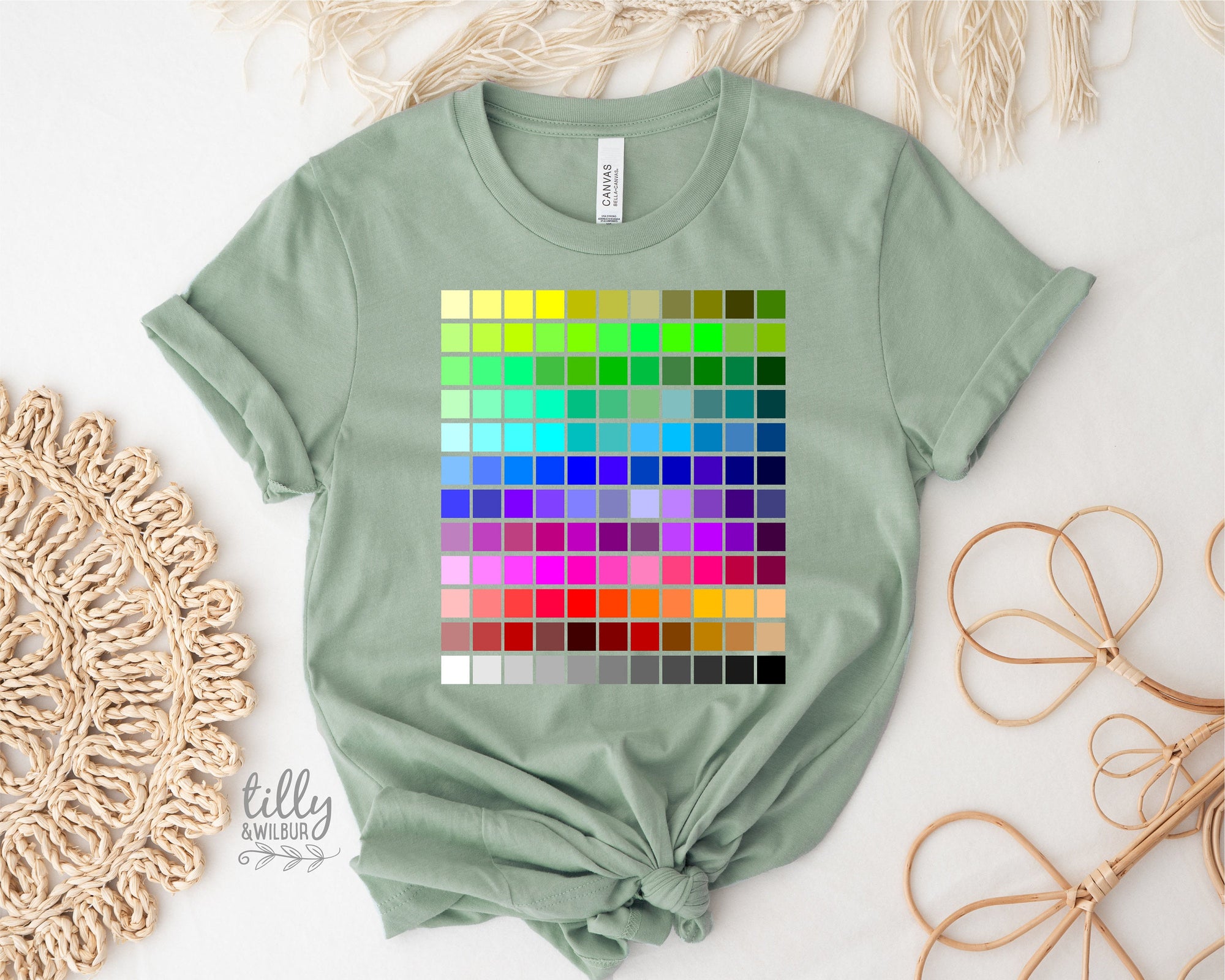 Colour Chart T-Shirt, Pantone T-Shirt, Pantone Colour Chart Print, Designer T-Shirt, Rainbow Pantone Style T-Shirt, Graphic Artist T-Shirt