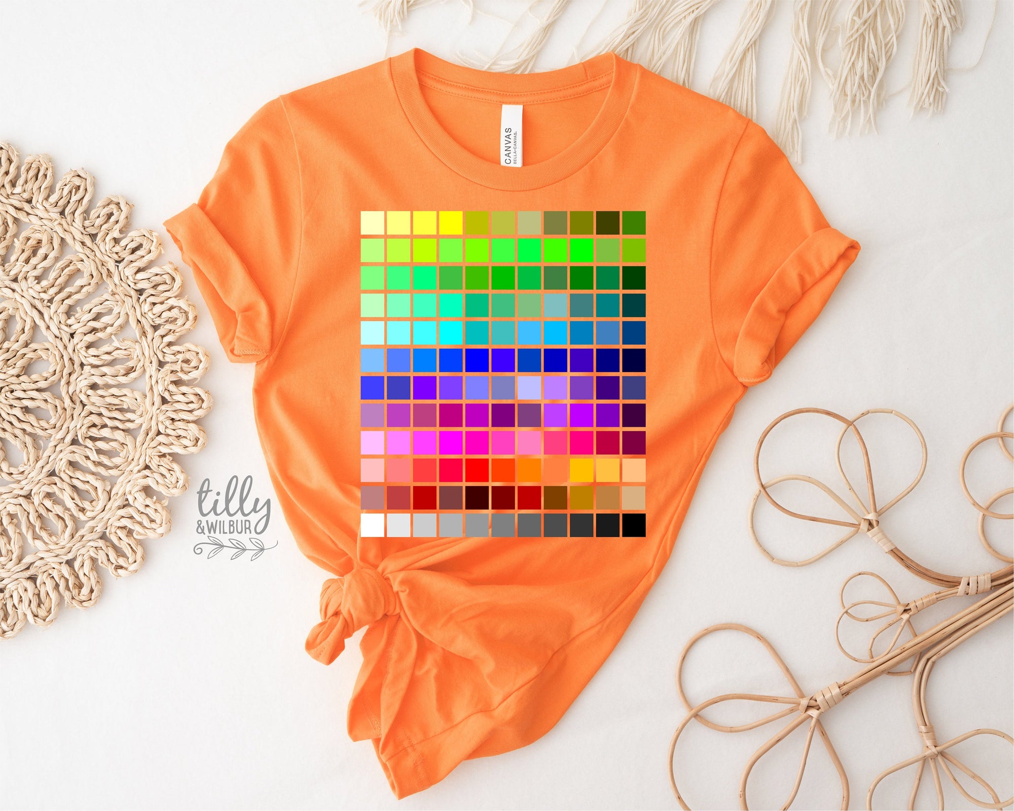 Colour Chart T-Shirt, Pantone T-Shirt, Pantone Colour Chart Print, Designer T-Shirt, Rainbow Pantone Style T-Shirt, Graphic Artist T-Shirt
