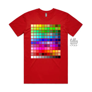 Colour Chart T-Shirt, Pantone T-Shirt, Pantone Colour Chart Print, Designer T-Shirt, Rainbow Pantone Style T-Shirt, Graphic Artist T-Shirt