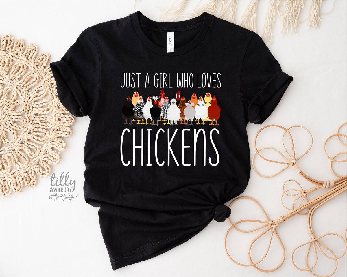 Just A Girl Who Loves Chickens T-Shirt, Chicken Lover T-Shirt, Funny Chicken T-Shirt, Chicken Lover Girl, Loves Peckers, Farm Lover Shirt