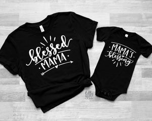 Mummy and Me Matching Shirts, Blessed Mama Shirt, Mama's Blessing, Mother Daughter, Mother Son Shirt, Baby Shower Gift, Mothers Day Gift