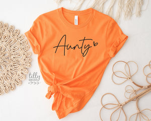 Aunty T-Shirt, Pregnancy Announcement T-Shirt, I'm Going To Be An Aunty, Baby Shower Gift, Aunty, Auntie, Sister Gift, Orange With Black