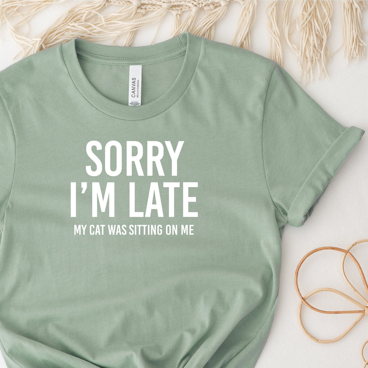 Cat T-Shirt, Sorry I'm Late The Cat Was Sitting On Me T-Shirt, Funny Cat T-Shirt, Kitty Tee, Kitten T-Shirt, I Love Cats T-Shirt, Cat Lover