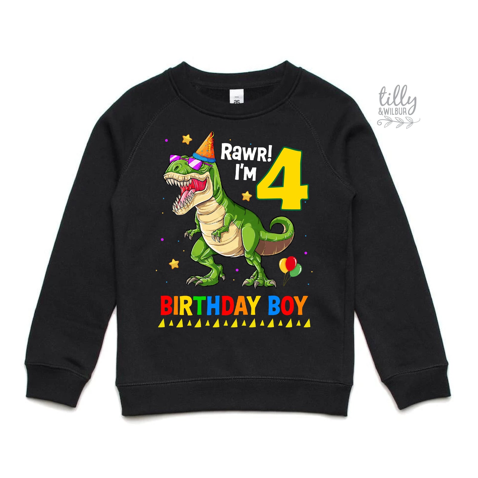 Dinosaur Birthday T-Shirt, Rawr I'm 4, Happy Birthday Dinosaur T-Shirt, Boy's Dinosaur Birthday T-Shirt , 4th Birthday Dinosaur Theme, Gift