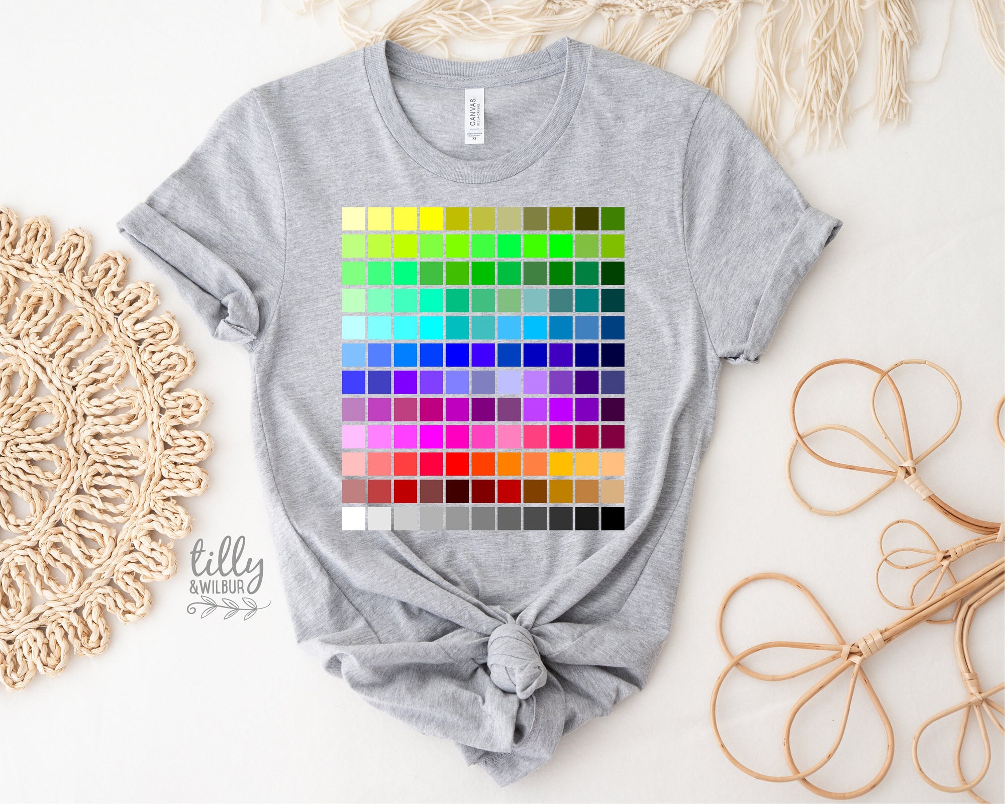 Colour Chart T-Shirt, Pantone T-Shirt, Pantone Colour Chart Print, Designer T-Shirt, Rainbow Pantone Style T-Shirt, Graphic Artist T-Shirt