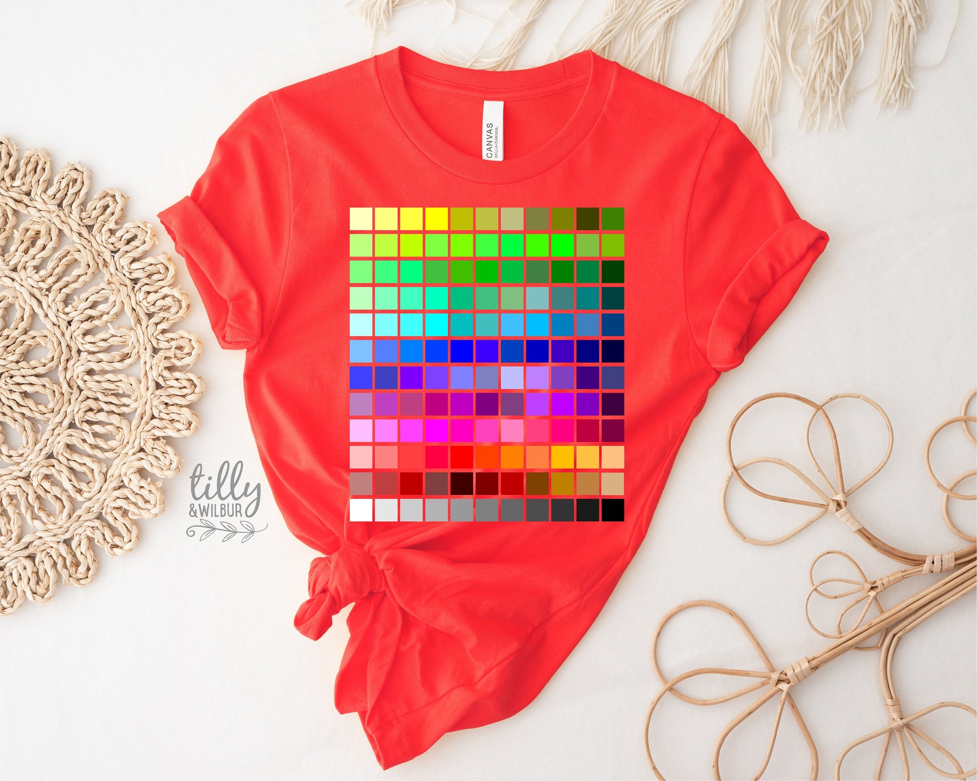 Colour Chart T-Shirt, Pantone T-Shirt, Pantone Colour Chart Print, Designer T-Shirt, Rainbow Pantone Style T-Shirt, Graphic Artist T-Shirt