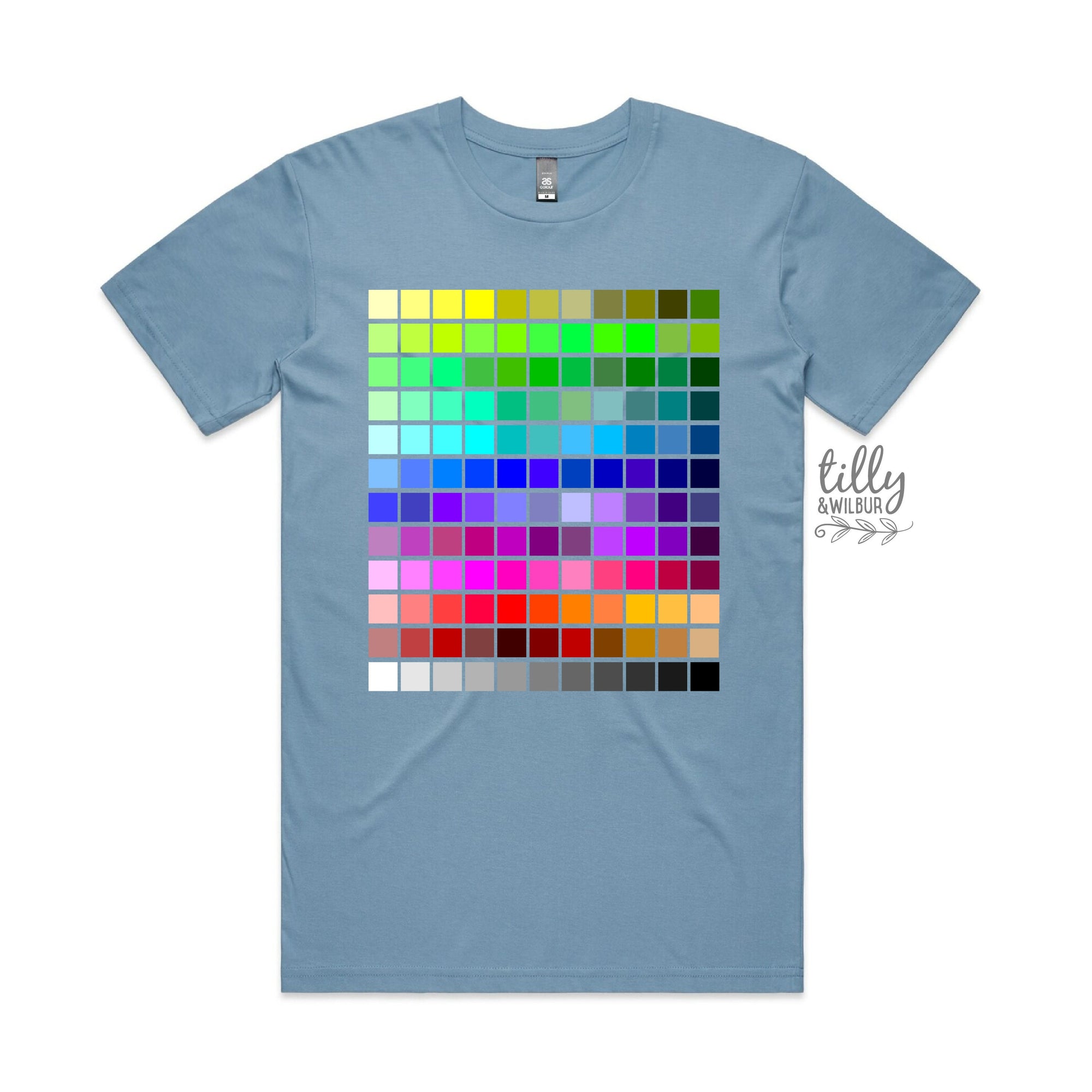 Colour Chart T-Shirt, Pantone T-Shirt, Pantone Colour Chart Print, Designer T-Shirt, Rainbow Pantone Style T-Shirt, Graphic Artist T-Shirt