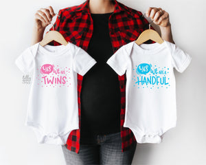 Yes We Are Twins Matching Bodysuits, Yes We Are A Handful Bodysuits, Twin Baby Gift, Twin Baby Shower, Twin Pregnancy Announcement Gift