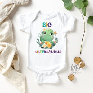 Big Sister Onesie, Big Sister Announcement, Big Sister Gift, Pregnancy Announcement Bodysuit, I'm Going To Be A Big Sister Dinosaur Shirt