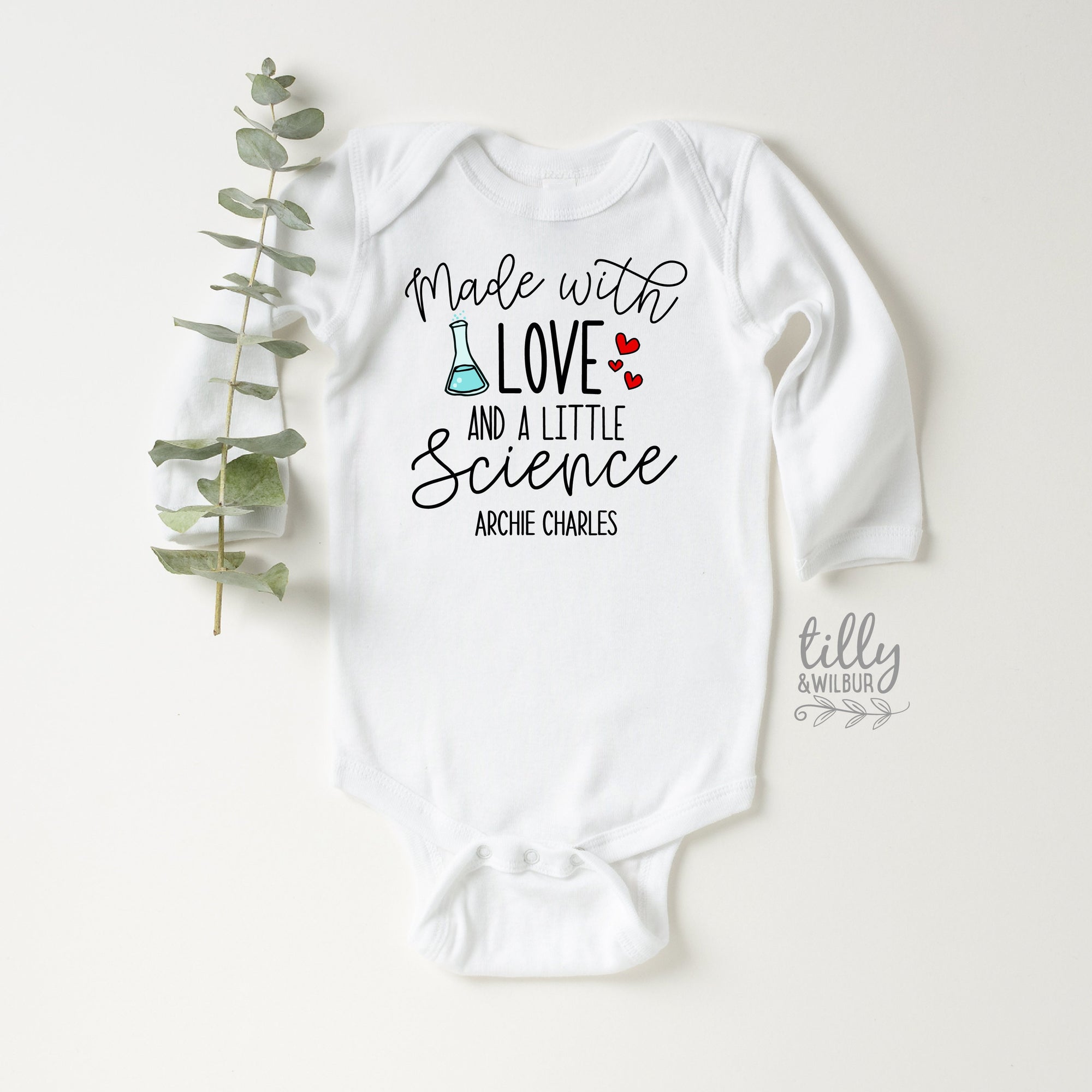Made With A Lot Of Love And A Little Science Baby Bodysuit, Personalised Newborn Onesie, IVF Baby Gift, Worth The Wait, Miracle Baby Gift