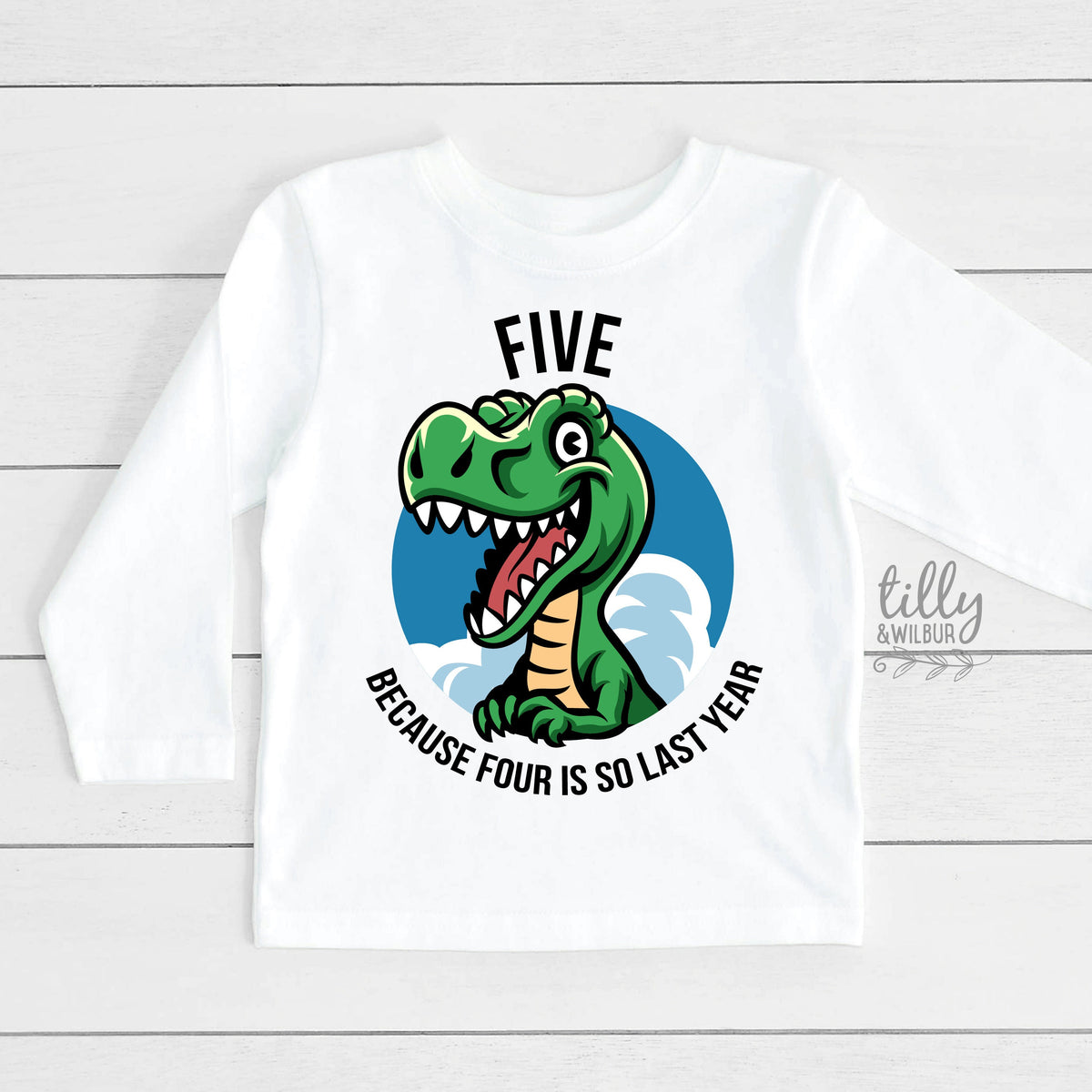 Five Because Four Is So Last Year T-Shirt, 5th Birthday T-Shirt, Dinosaur T-Shirt, Five Year Old Birthday, Fifth Birthday, 5th Birthday Boy