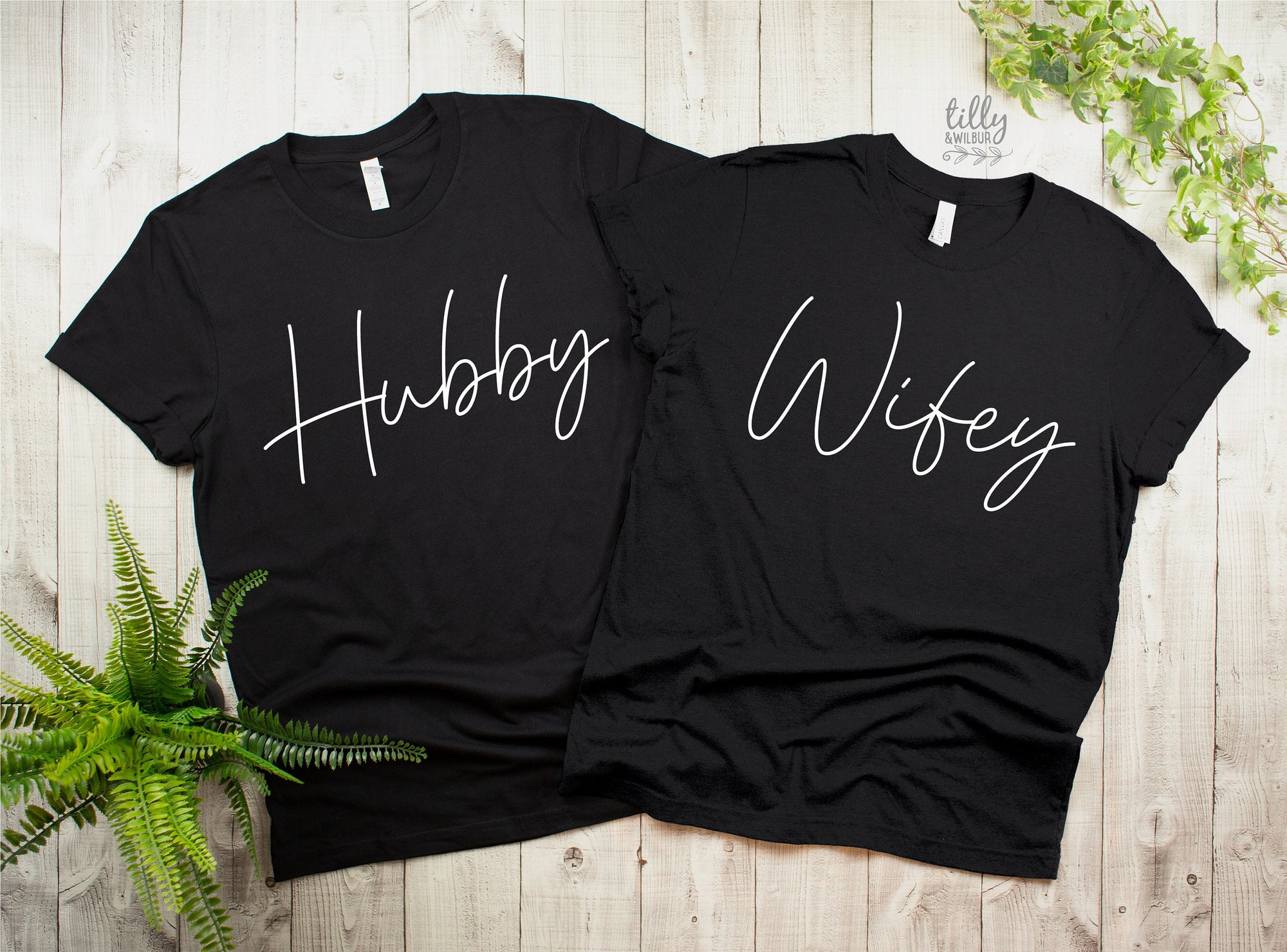Hubby And Wifey Matching T-Shirts, Mr And Mrs Matching T-Shirts, Newlywed T-Shirts, Honeymoon T-Shirts, Wedding Gift, His and Hers Clothing
