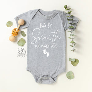 Pregnancy Announcement Baby Bodysuit, Baby Announcement Bodysuit, Custom Baby Romper, Custom Baby Bodysuit,  Personalised Reveal Outfit