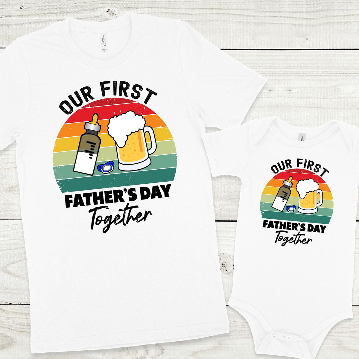 Our First Father&#39;s Day Together T-Shirt, Matching Father&#39;s Day, Drinking Buddies T-Shirt, Our 1st Father&#39;s Day, Father&#39;s Day Gift