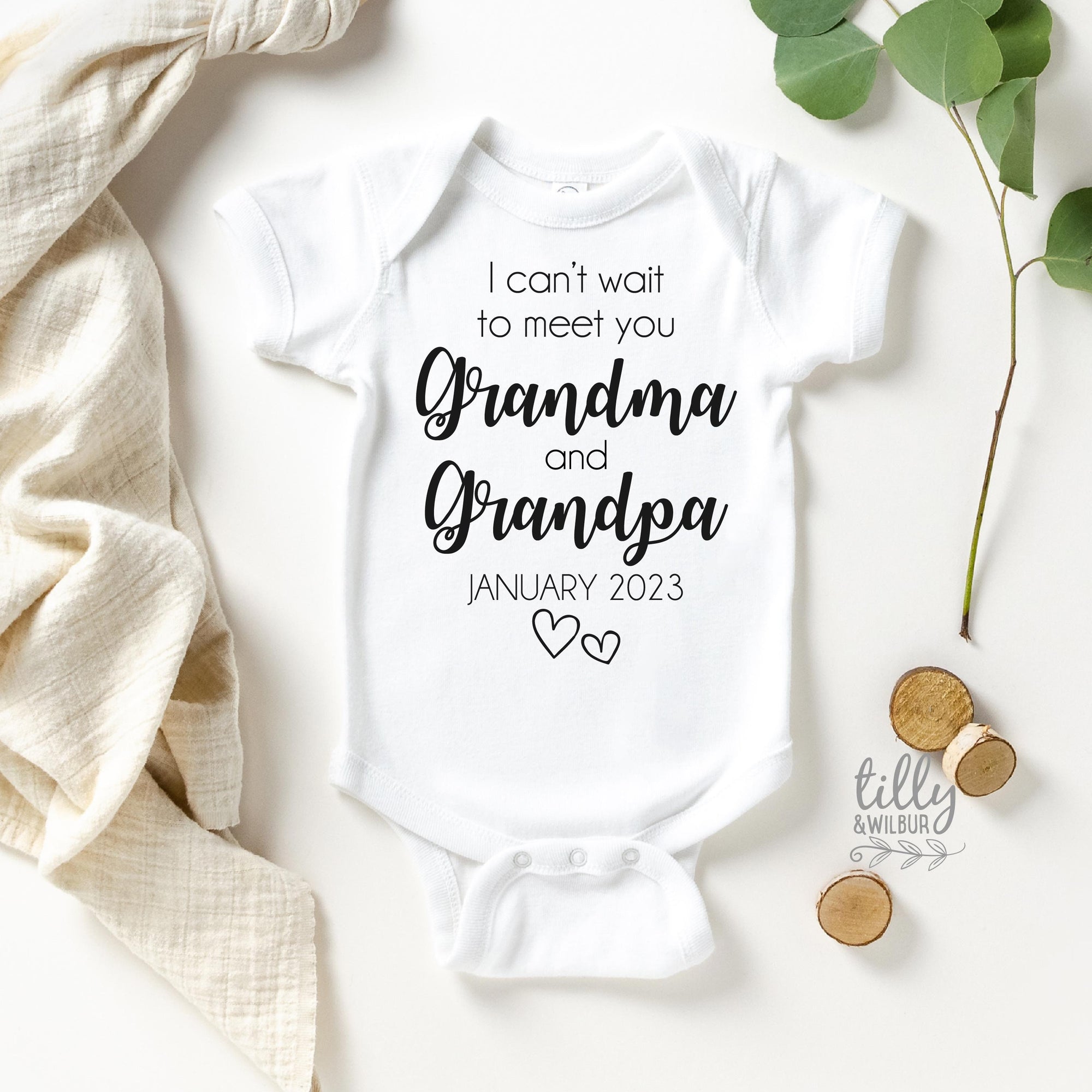 I Can't Wait To Meet You Grandma  Grandpa Bodysuit, Grandparent Pregnancy Announcement, New Grandchild Announcement, Reveal To Grandparents