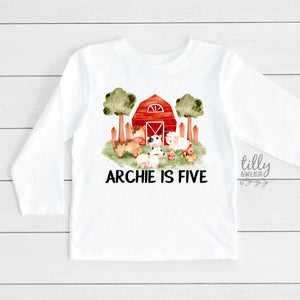 Farm Animal 5th Birthday T-Shirt, Farm Birthday Gift, 5th Birthday Boy T-Shirt, 5th Birthday Outfit, Farm Animal Theme, Five Today, Boy Five