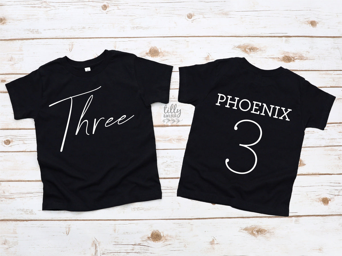 3rd Birthday T-Shirt, Personalised 3 Birthday T-Shirt, 3rd Birthday Gift, Three Birthday Tee, Name And Number 3 On Back Of Shirt, Cake Smash