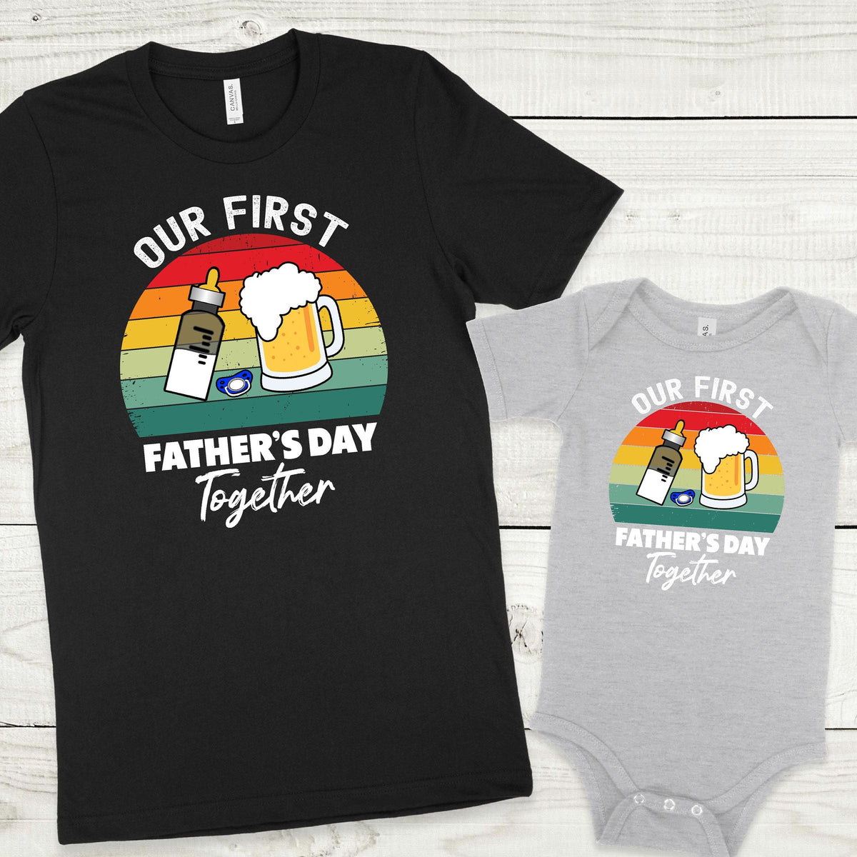 Our First Father&#39;s Day Together T-Shirt, Matching Father&#39;s Day, Drinking Buddies T-Shirt, Our 1st Father&#39;s Day, Father&#39;s Day Gift