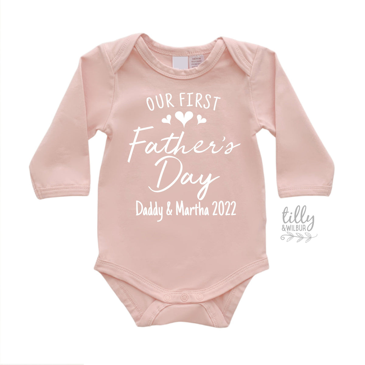 Our First Father&#39;s Day 2022 Baby Bodysuit With Names, I Love You Daddy Happy 1st Father&#39;s Day, Fathers Day Baby, First Fathers Day Baby Gift