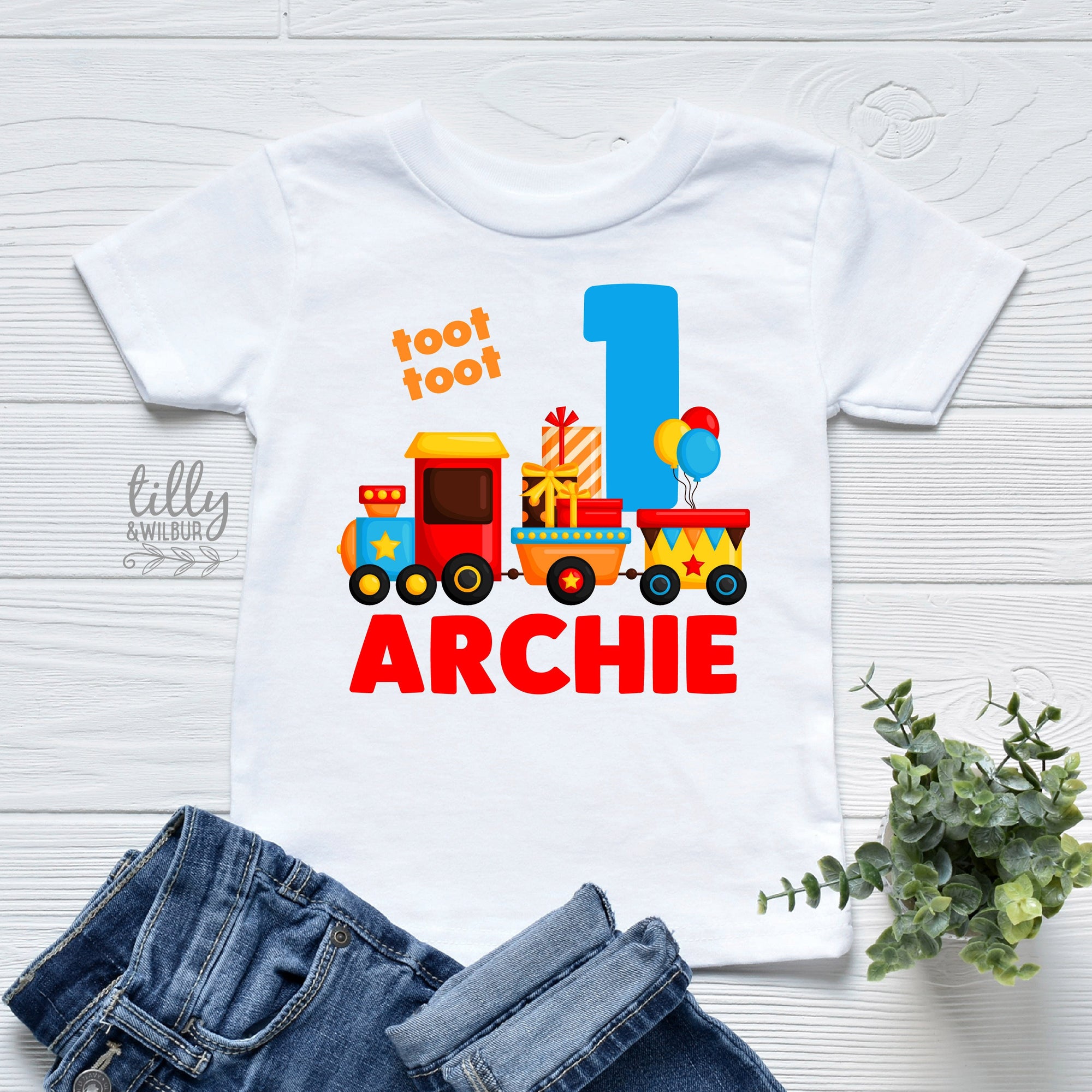 One Personalised Boys 1st Birthday T-Shirt, 1st Birthday Gift, First Birthday T-Shirt, Custom Name, Cake Smash Outfit, Train Party Theme