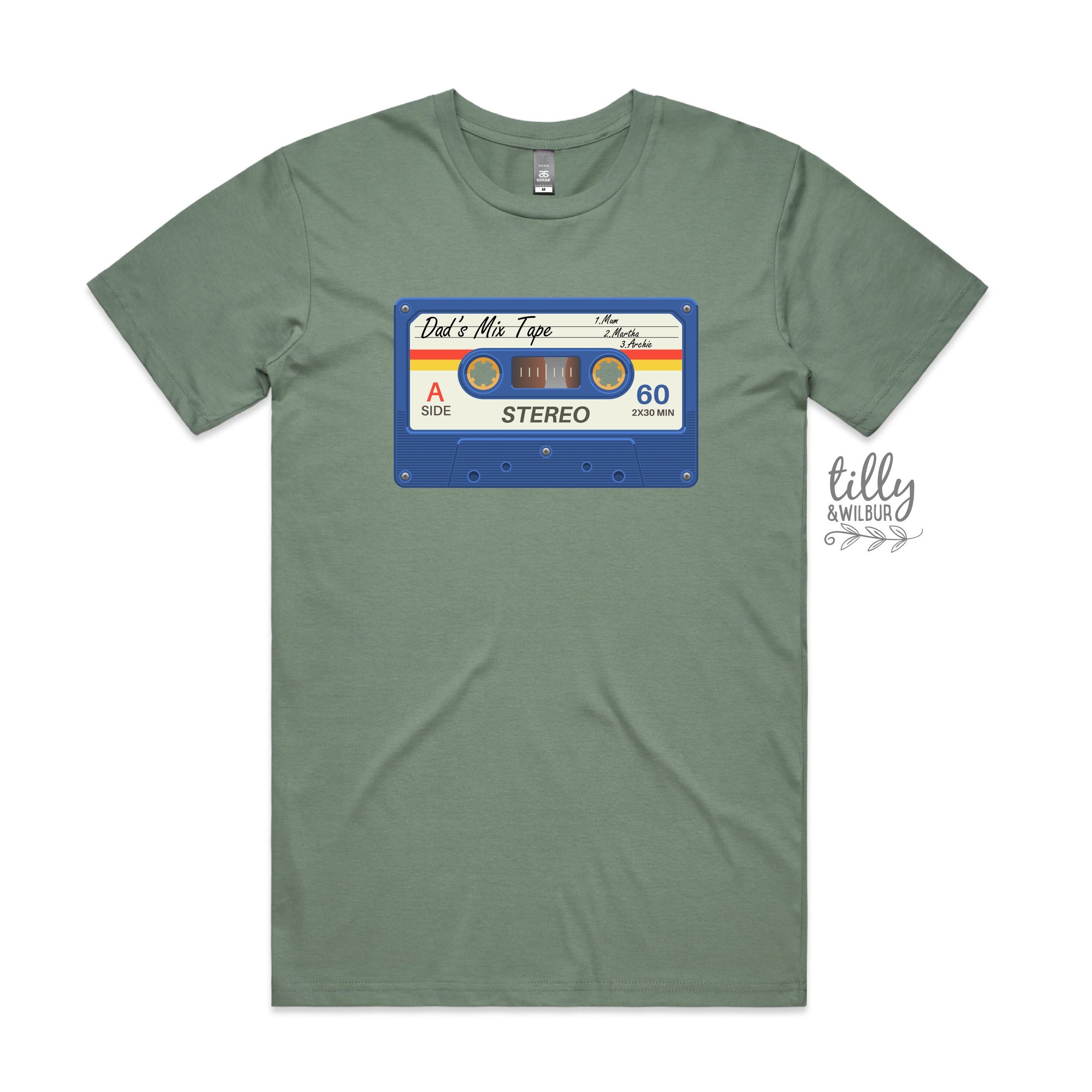 Dad's Mix Tape T-Shirt, Father's Day T-Shirt, Personalised With Names, Our First Father's Day 2022, Cassette Tape T-Shirt, Old School Dad