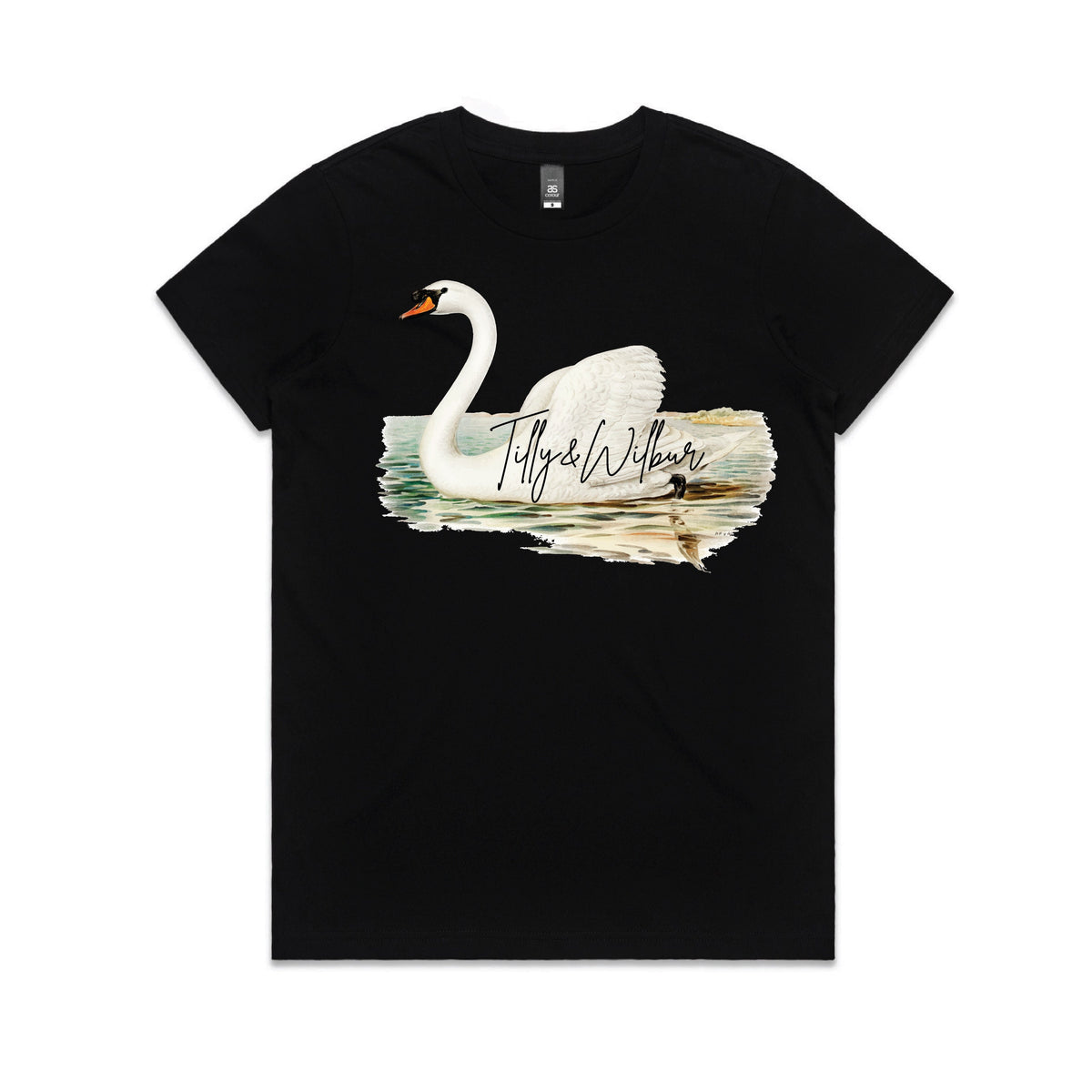 Tilly&amp;Wilbur Signature Range, Vintage Swan T-Shirt, Vintage Bird T-Shirt, Swan T-Shirt, Vintage Swan Art, Vintage Illustration, Swan Lover