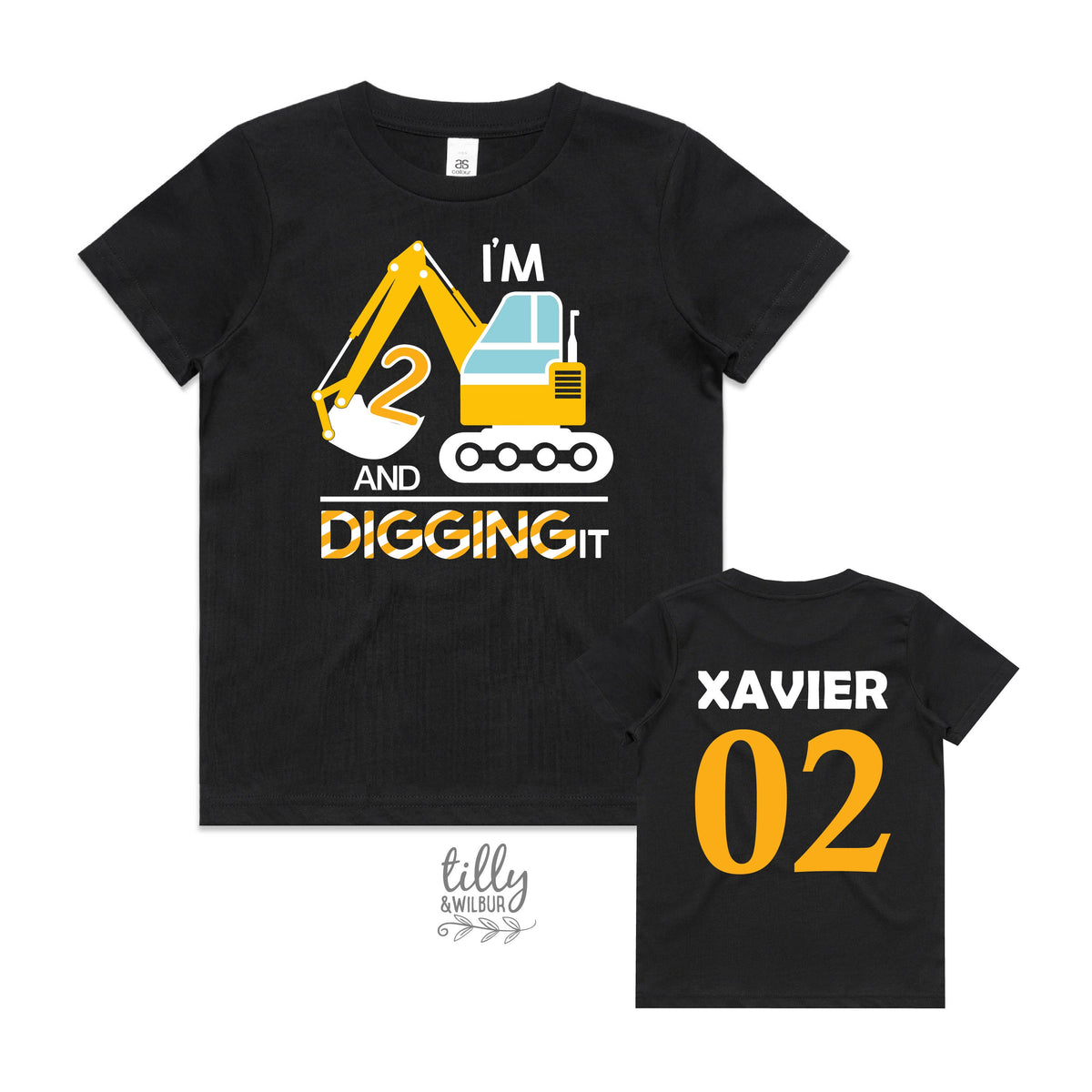 I&#39;m 2 And Digging It, 2nd Birthday Construction Theme T-Shirt, 2nd Birthday Construction Shirt, 2nd Birthday T-Shirt, 2nd Birthday Gift