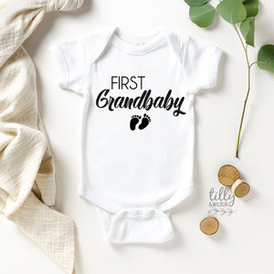 First Grandbaby Bodysuit, Pregnancy Announcement Bodysuit, First Grandchild, Grandparents To Be, Reveal To Grandparents, Baby Footprints