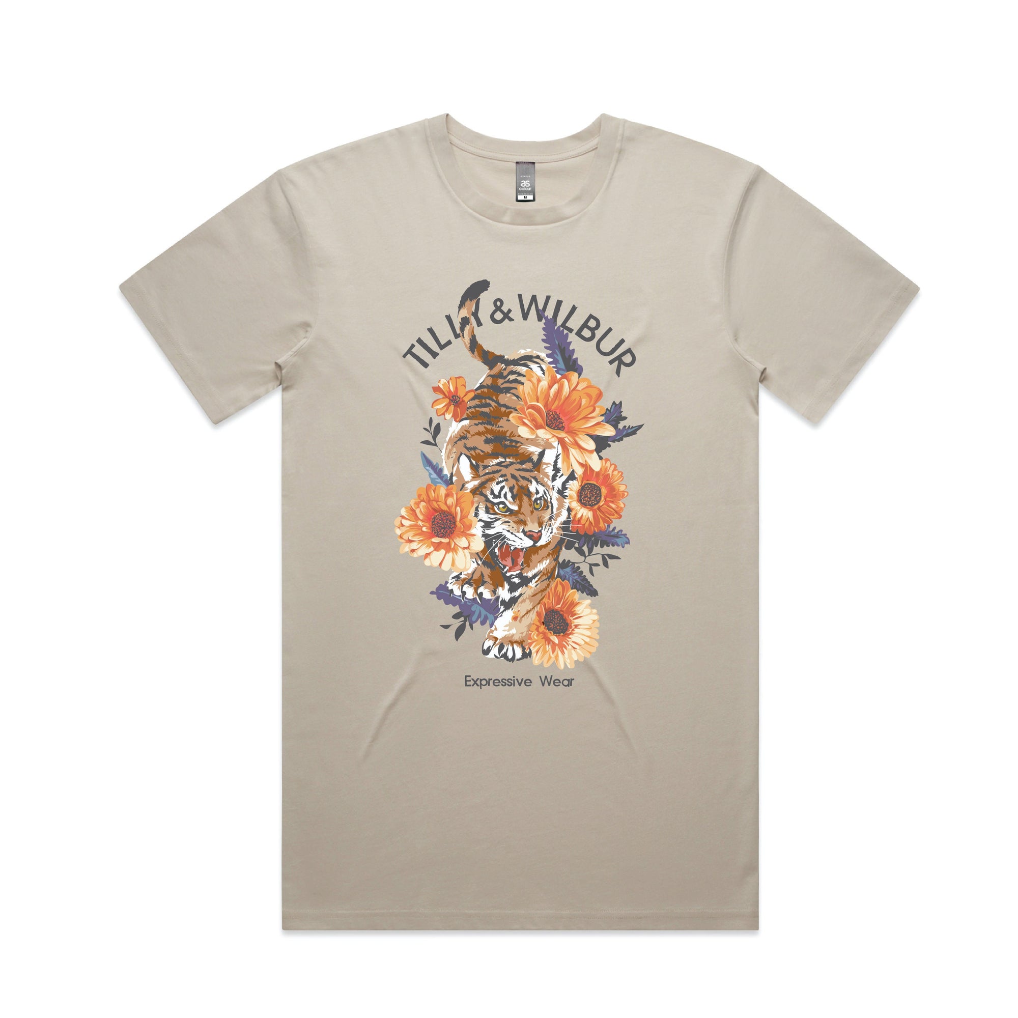 Tilly&Wilbur Expressive Wear Signature Range, Floral T-Shirt, Tiger T-Shirt