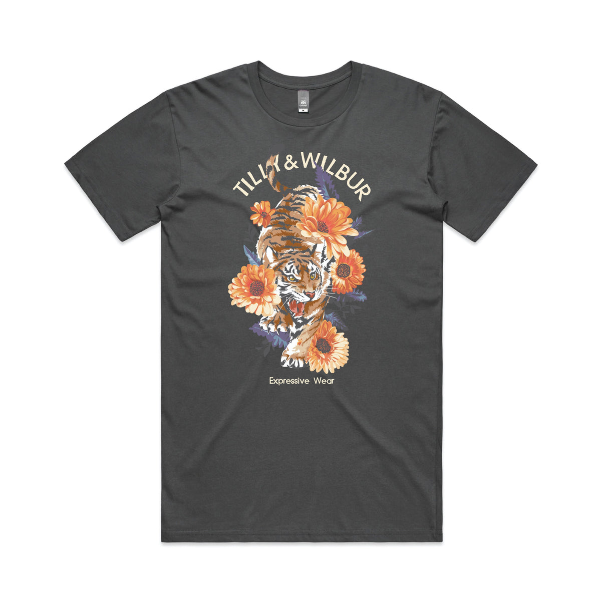 Tilly&amp;Wilbur Expressive Wear Signature Range, Floral T-Shirt, Tiger T-Shirt