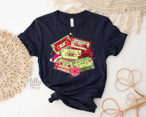 Christmas Cassettes T-Shirt, Christmas Music T-Shirt, Mix Tape T-Shirts, Family Holiday Tee, Baby, Child, Women and Men's Sizing, Xmas Gifts