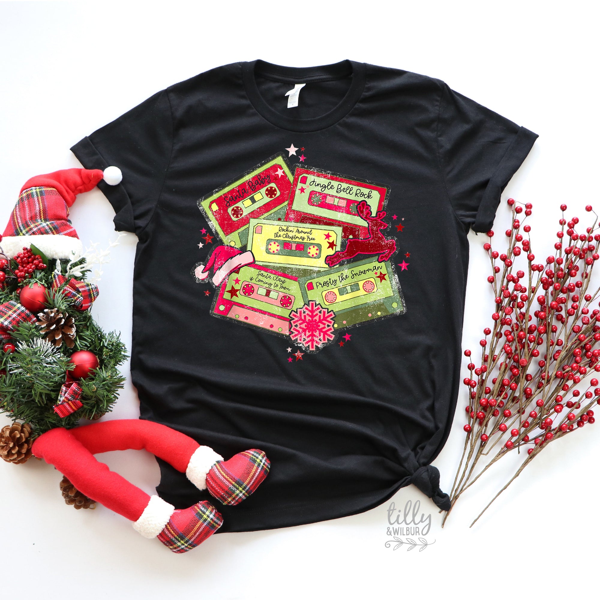 Christmas Cassettes T-Shirt, Christmas Music T-Shirt, Mix Tape T-Shirts, Family Holiday Tee, Baby, Child, Women and Men's Sizing, Xmas Gifts